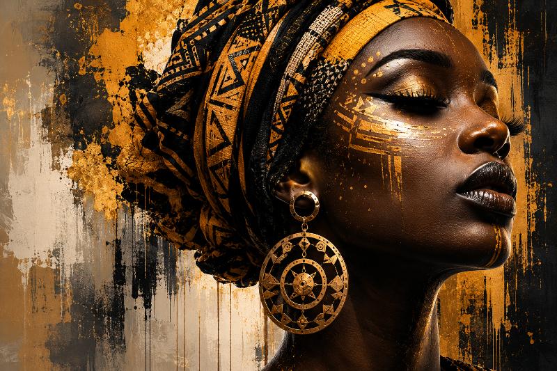 Gold African portrait artwork